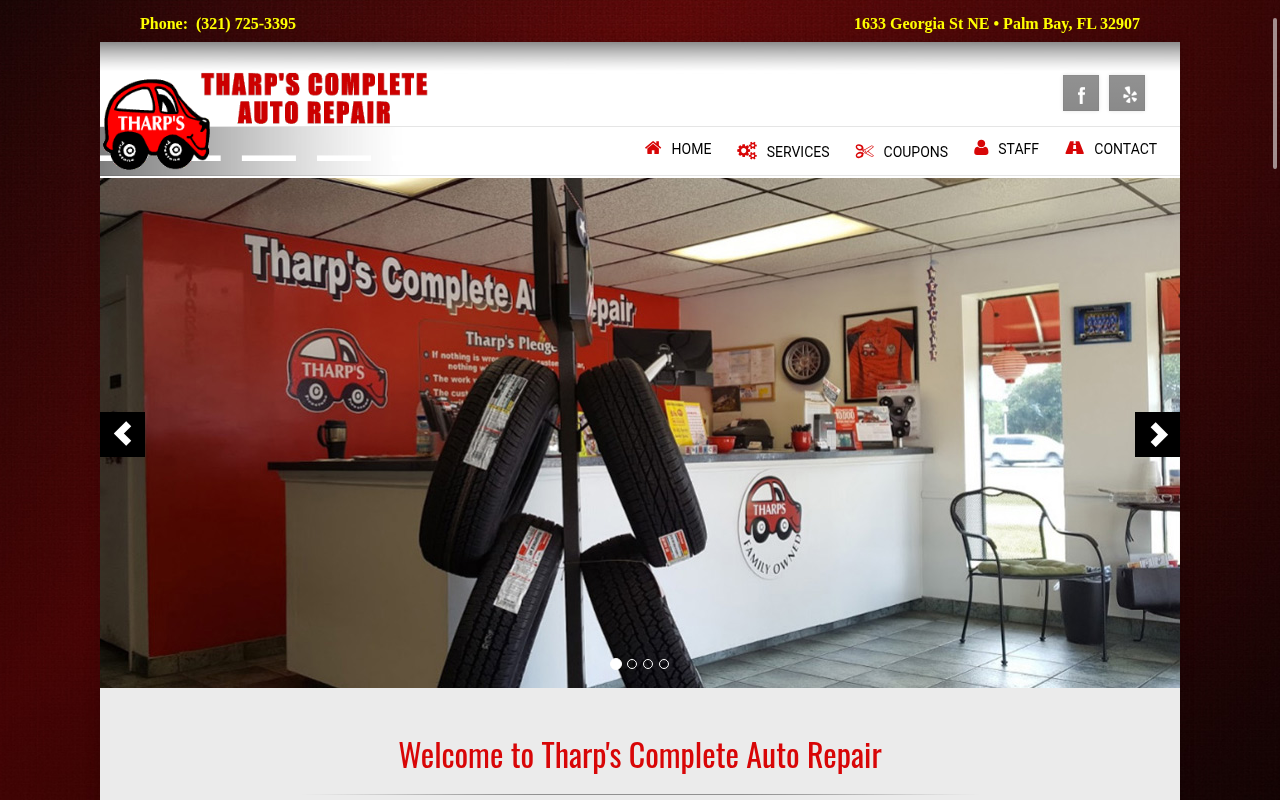 Before makeover screenshot of Tharp's Complete Auto Repair
