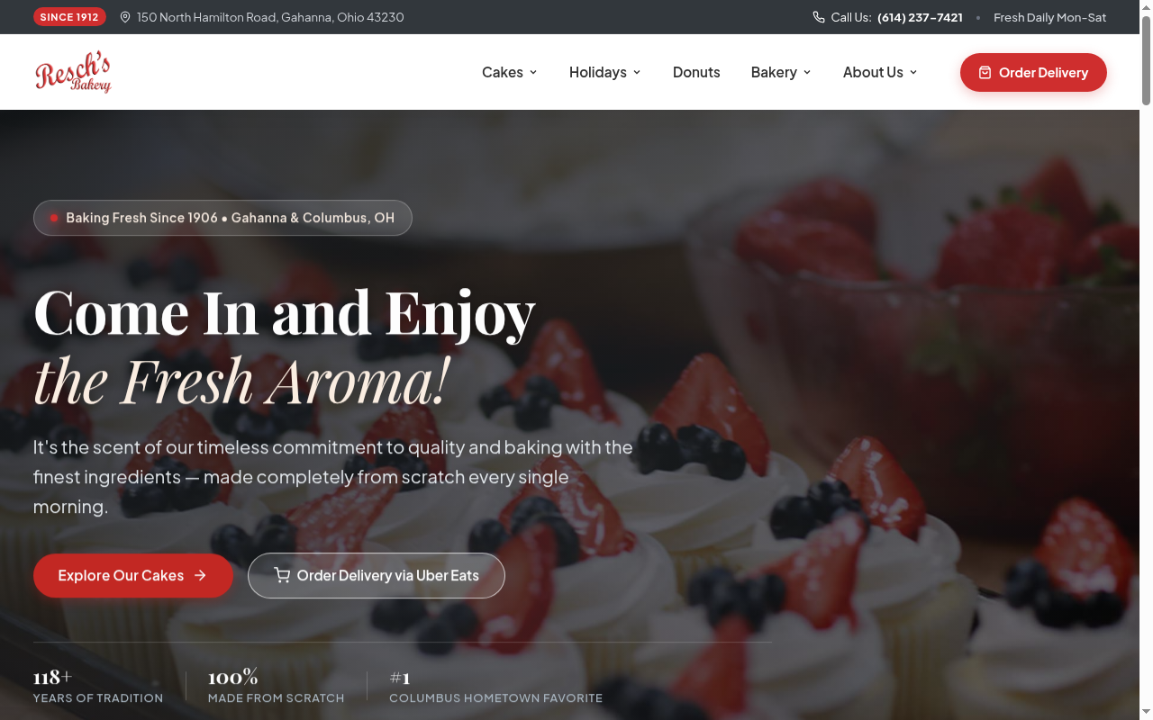After makeover screenshot of Resch's Bakery