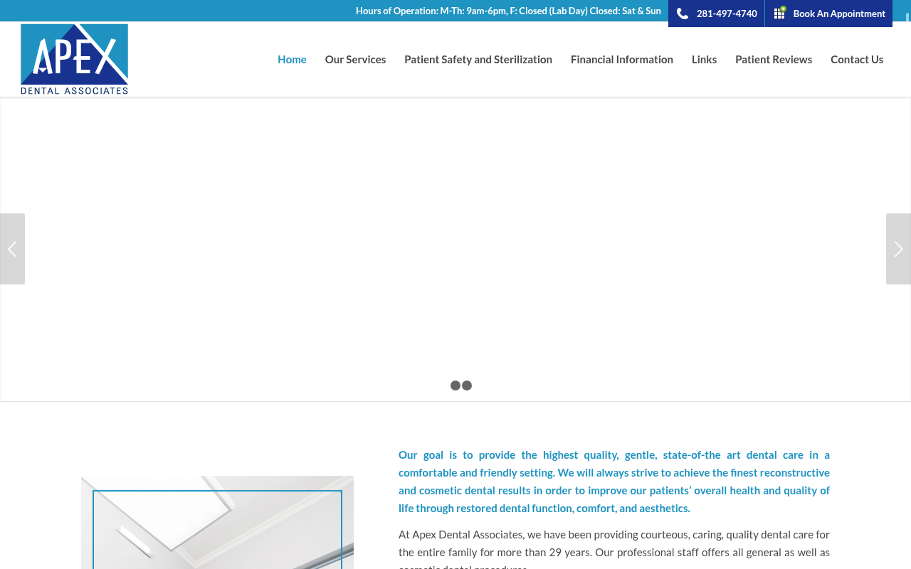Before makeover screenshot of Apex Dental Associates