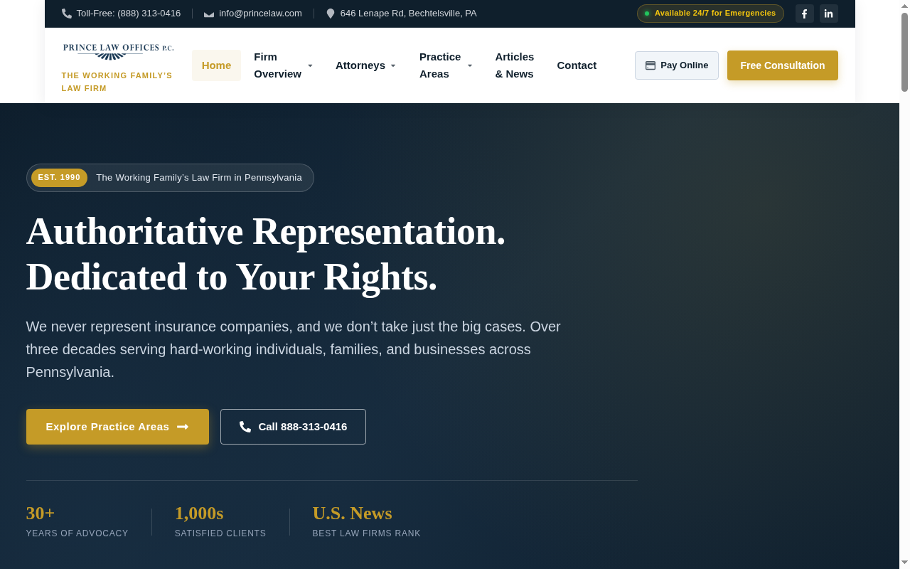 After makeover screenshot of Prince Law Offices, P.C.