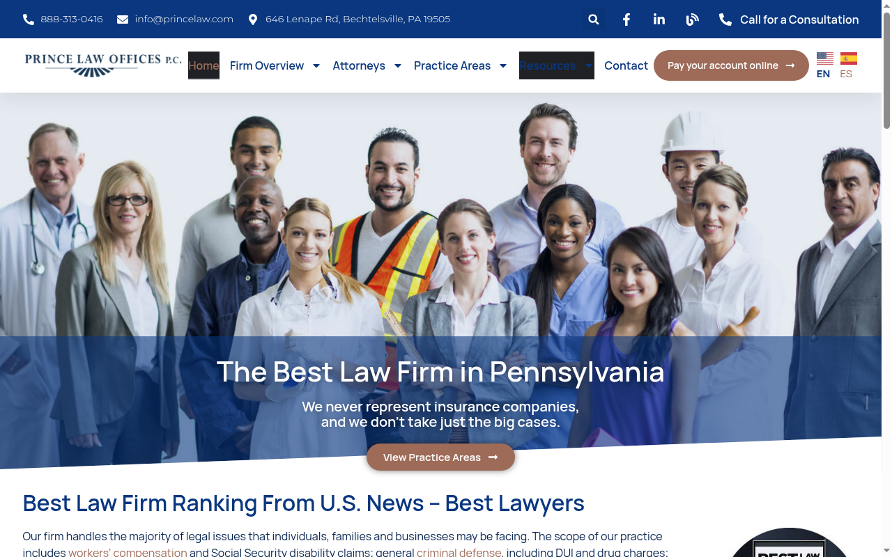 Before makeover screenshot of Prince Law Offices, P.C.