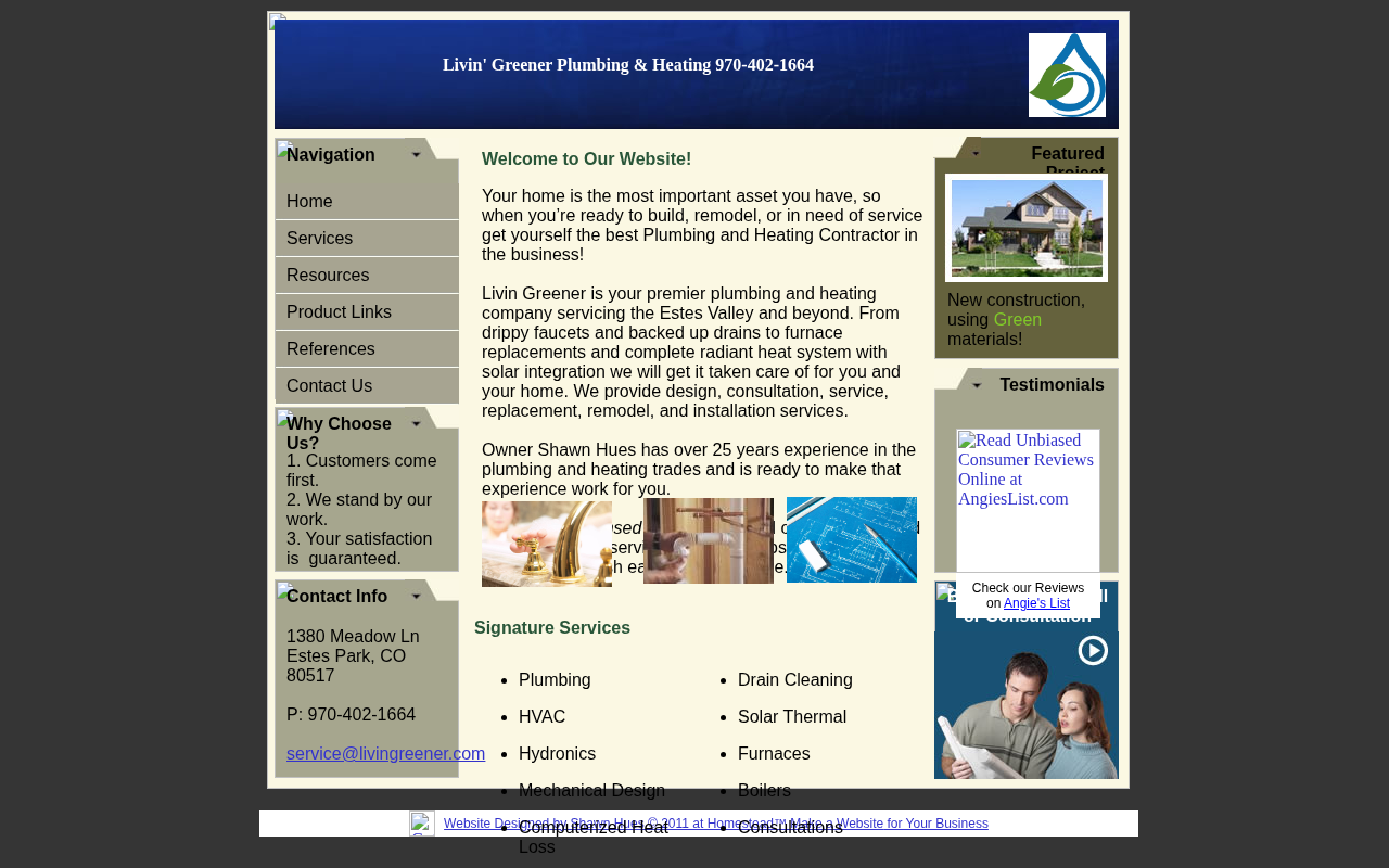 Before makeover screenshot of Livin' Greener Plumbing & Heating