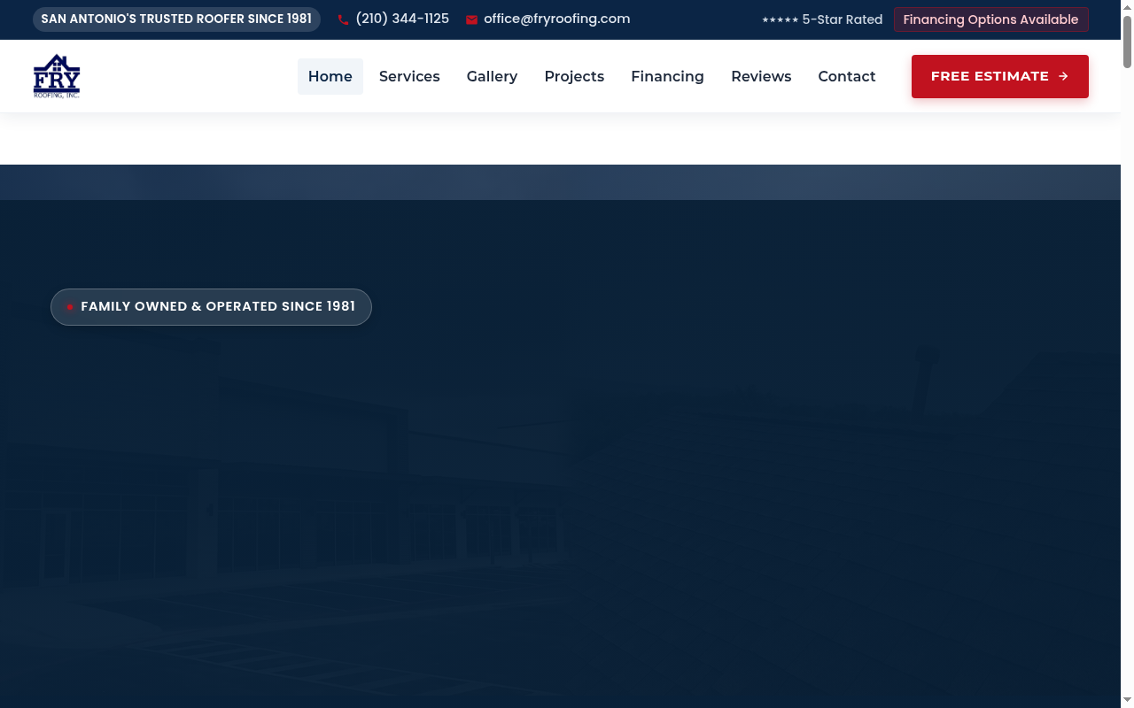 After makeover screenshot of Fry Roofing, Inc.