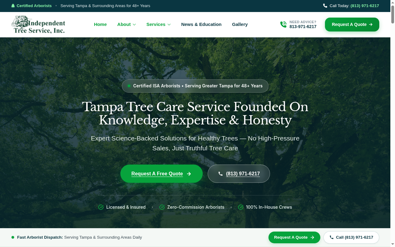 After makeover screenshot of Independent Tree Service, Inc.